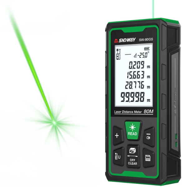 SW-80GS Yeşil Lazerli 80 Metre Lazermetre | Şarjlı ve IP68 Korumalı