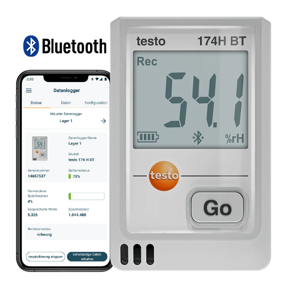 Testo 174H BT Akıllı Sıcaklık ve Nem Kayıt Datalogger Cihazı | Beyaz