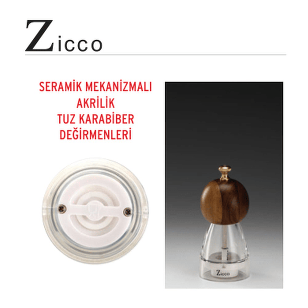 Zicco AKRİLİK TUZ KARABİBER DEĞİRMENİ