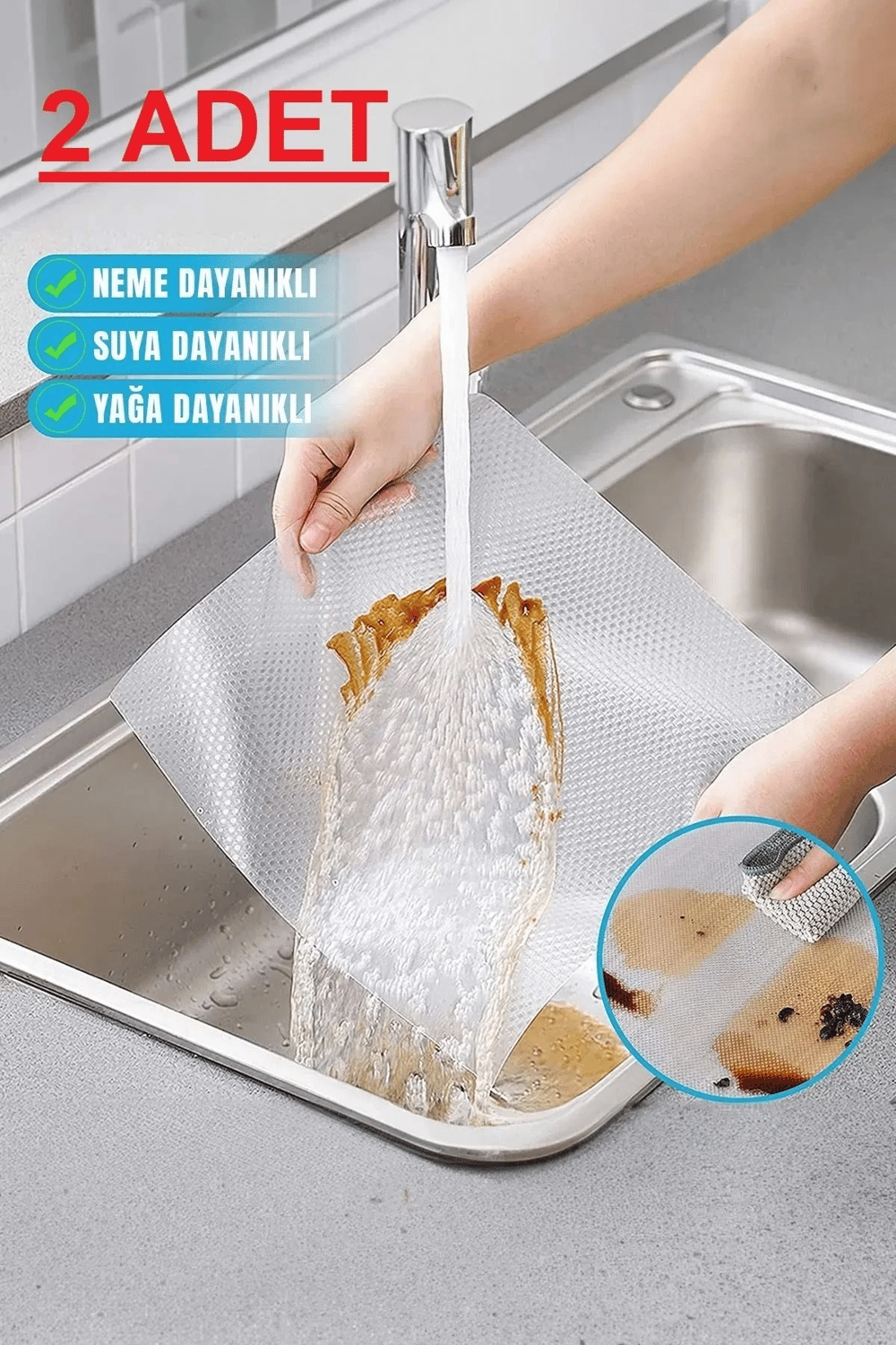 ( 2 ADET ) Çok Amaçlı Pratik Kaydırmaz 45 Cm X 3 Metre Raf Örtüsü (Mutfak-Dolap içi-Buzdolabı )