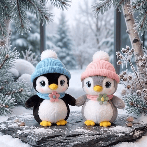10028 ASORTİ ŞAPKALI PENGUEN PELUŞ 27CM-ZRV