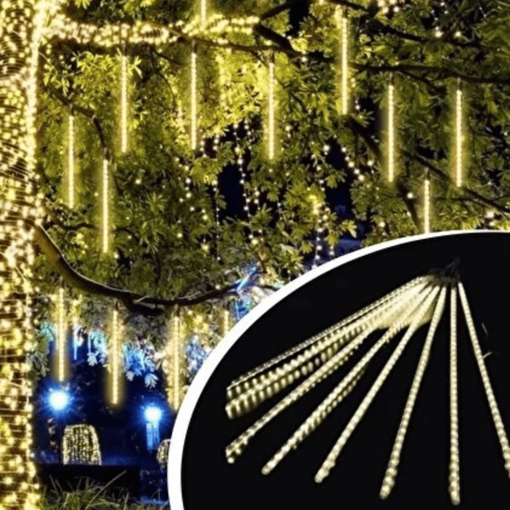 10'lu 45 Cm Plastik Meteor Led Usb 2m Kablo Sarı Renk Ağaç Işığı – Renk Değiştiren Asmalı Dekoratif Bahçe Ve Dış Mekan Aydınlatması Bx40