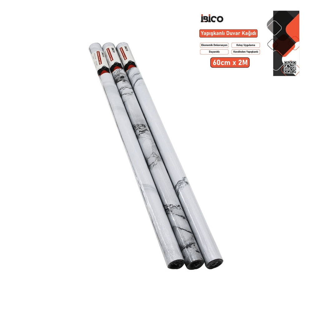 2mt X 60cm Beyaz Mermer Desenli Tezgah Üstü Folyo Sticker - Duvar Kağıt Kendinden Yapışkanlı - Eko Dekorasyon - Dayanıklı Bx40