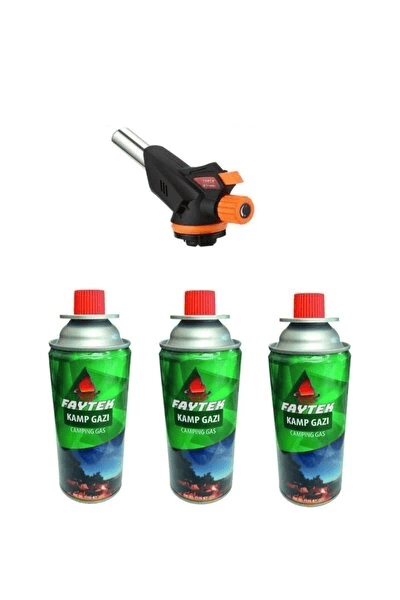 3 Kartuşlu Çakmak Pürmüz Seti - Turbo Tourch Kamp Piknik Pürmüz Seti