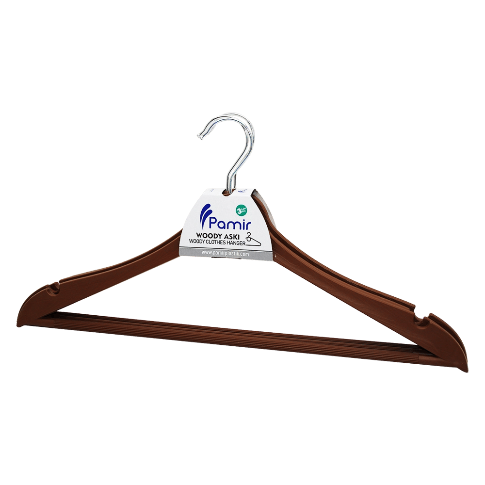 3 Parça  Plastik Wody Metal Başlı Askı Bx40