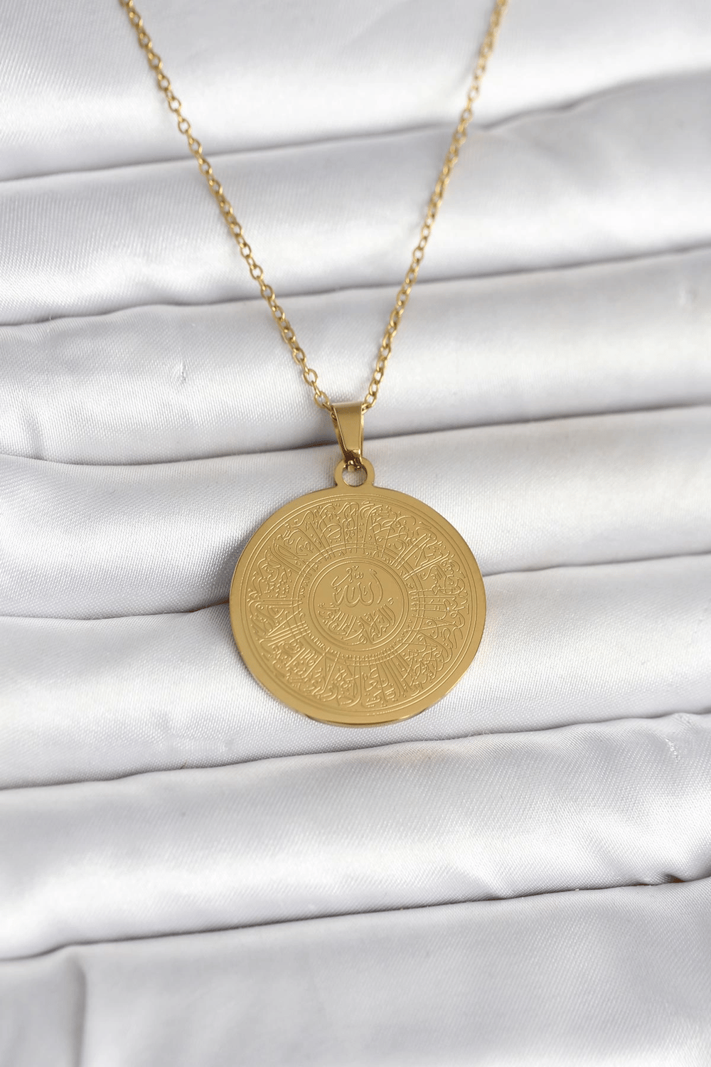 316L Çelik Gold Renk Ayetel Kürsi Yazılı Kolye