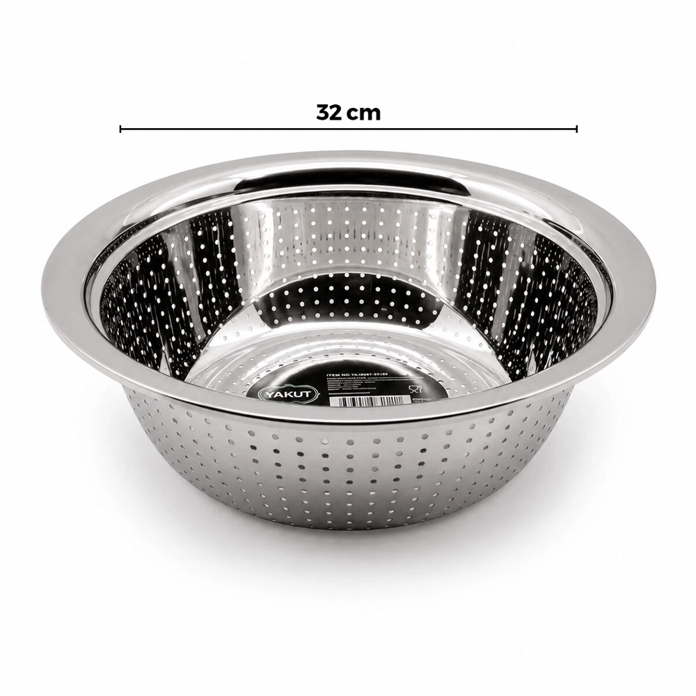 32cm Kulpsuz Paslanmaz Metal Sepet Süzgeç Bx40