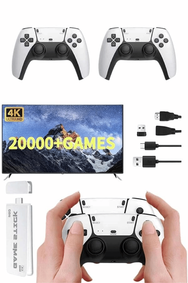 3D 4K 2000 Oyunlu Game Stick Oyun Konsolu Çift Konsol