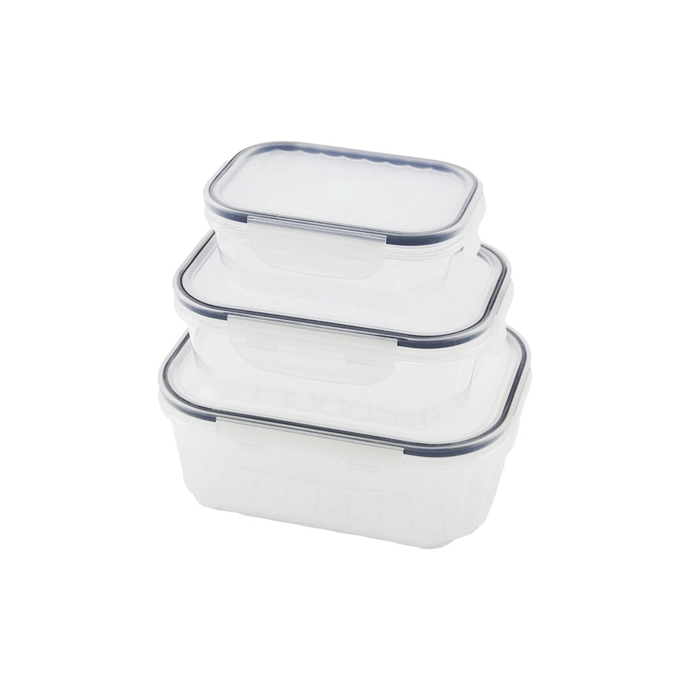3pcs Quick Sızdırmaz Saklama Kabı Seti Şeffaf Kap - Buğulu-contalı Kapak  500-1000-1700ml Bx40