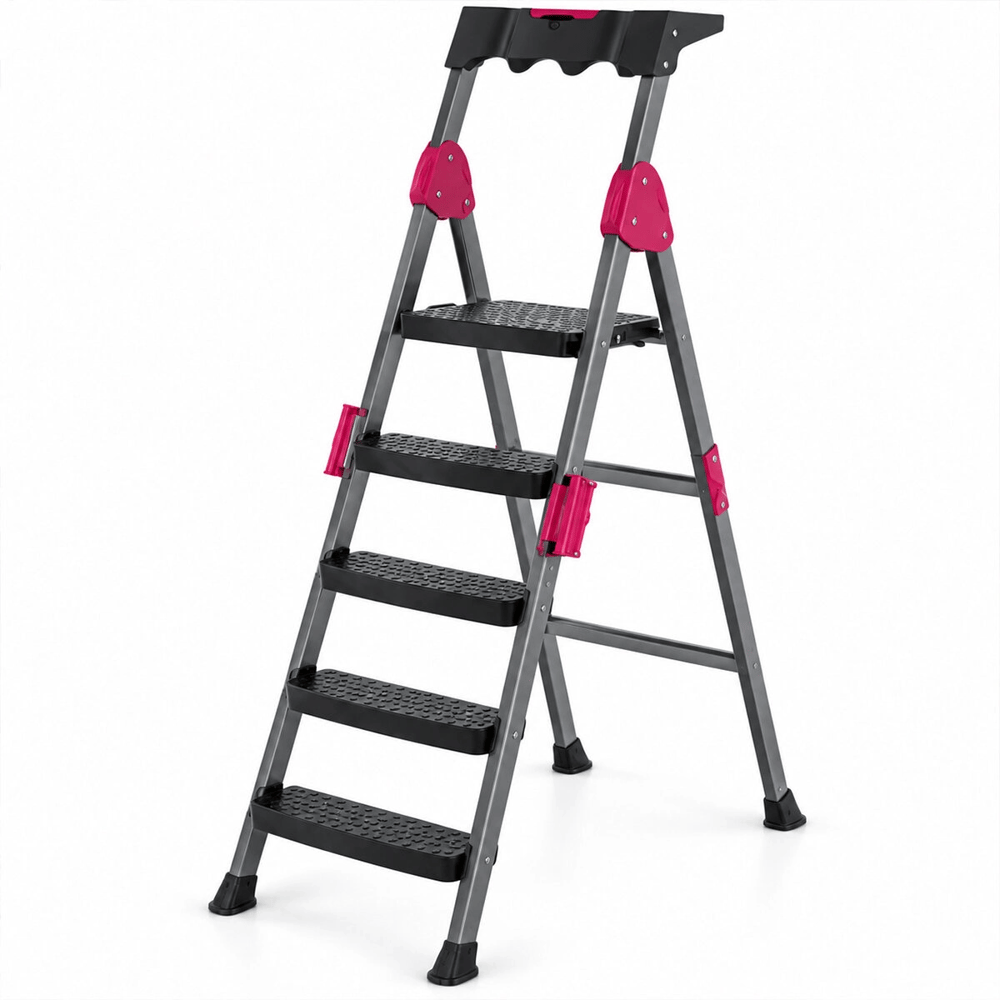 4+1 Basamaklı Metal Merdiven 150kg.taşıma Bx40