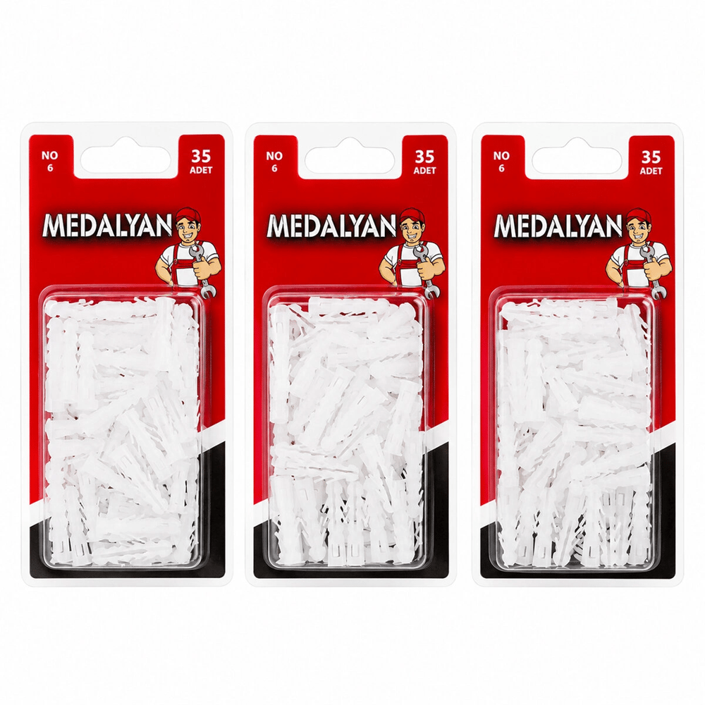 420 Adet No-6 Dübel Beyaz - Plastik 12x35pcs Bx40