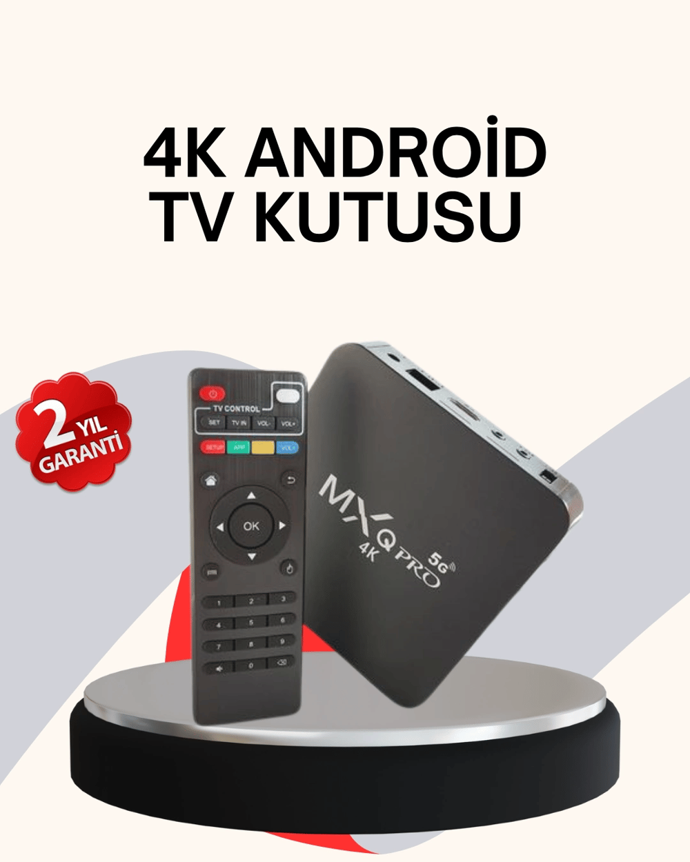 4K Android TV Box – Akıllı Medya Oynatıcı, 2GB RAM, 16GB Hafıza, Wi-Fi Destekli
