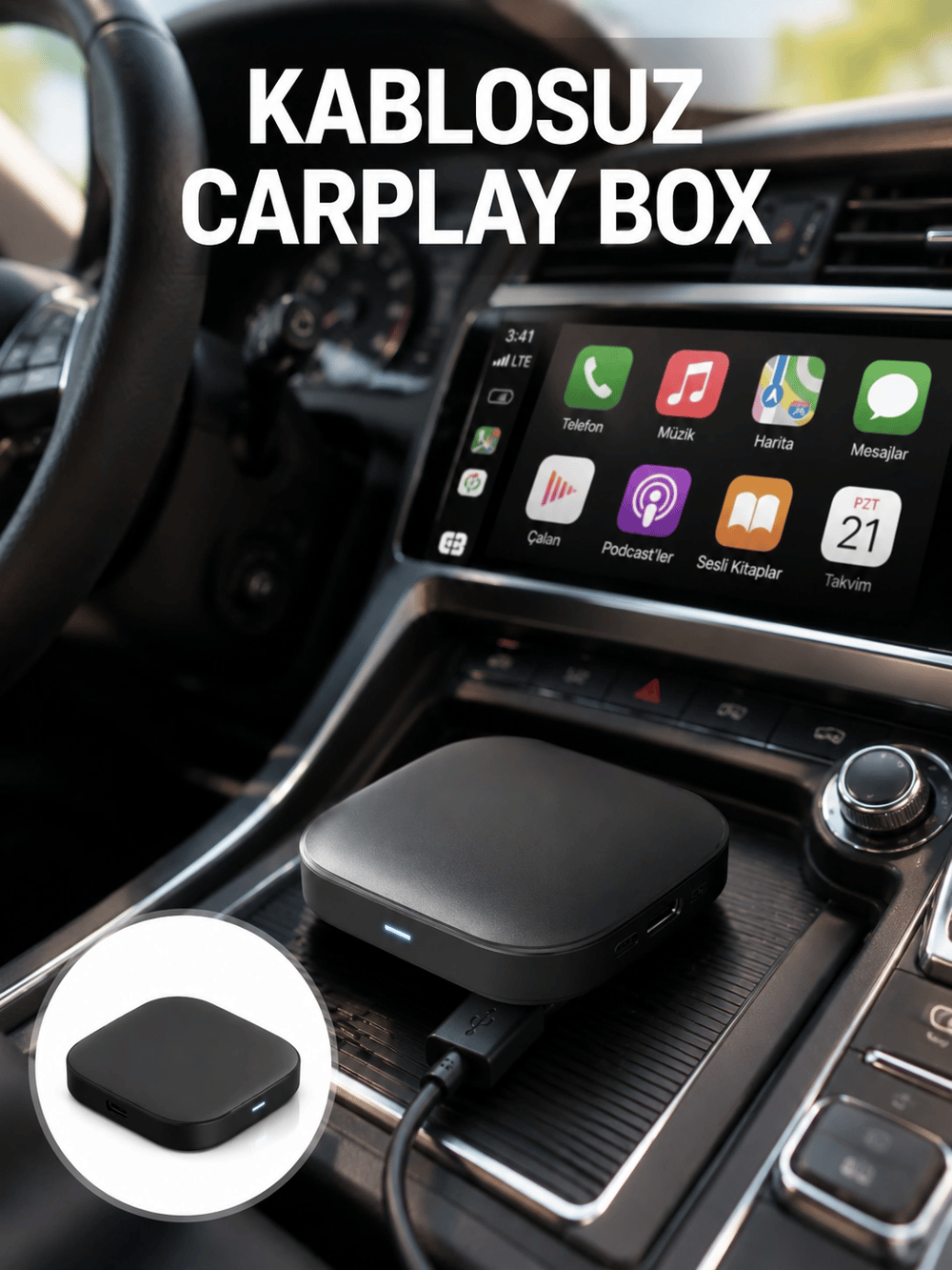 5.8GHz WiFi Destekli Kablosuz Android Auto Dönüştürücü Yeni Nesil
