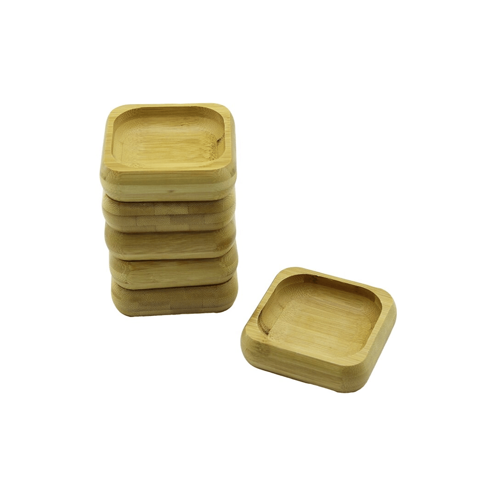 6 Adet 9x9cm Kare Ahşap Bambu Çerezlik - Lokumluk Kase Derinlik: 1.8cm Bx40