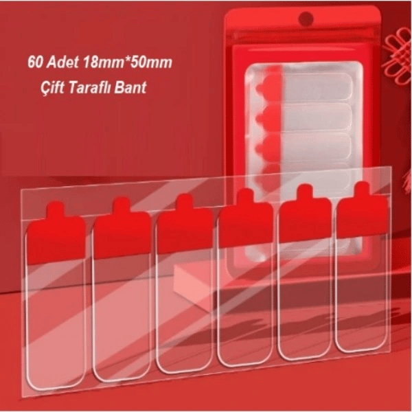 60 Parça Kolay Açılır Güçlü Çift Taraflı Bant 18mmx50mm