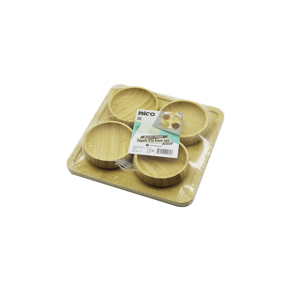 Ahşap Bambu 5pcs  Çerezlik - Lokumluk Kase Seti 22x22cm Bx40