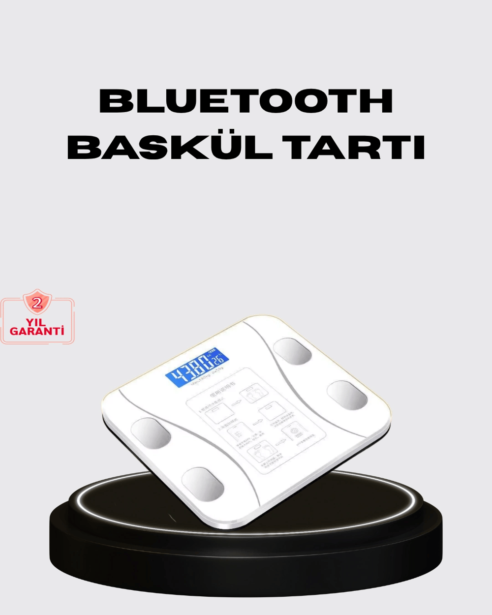 Akıllı Dijital Baskül – Bluetooth Bağlantılı, 8 Ölçüm Verili, Akıllı Vücut Analiz Tartısı