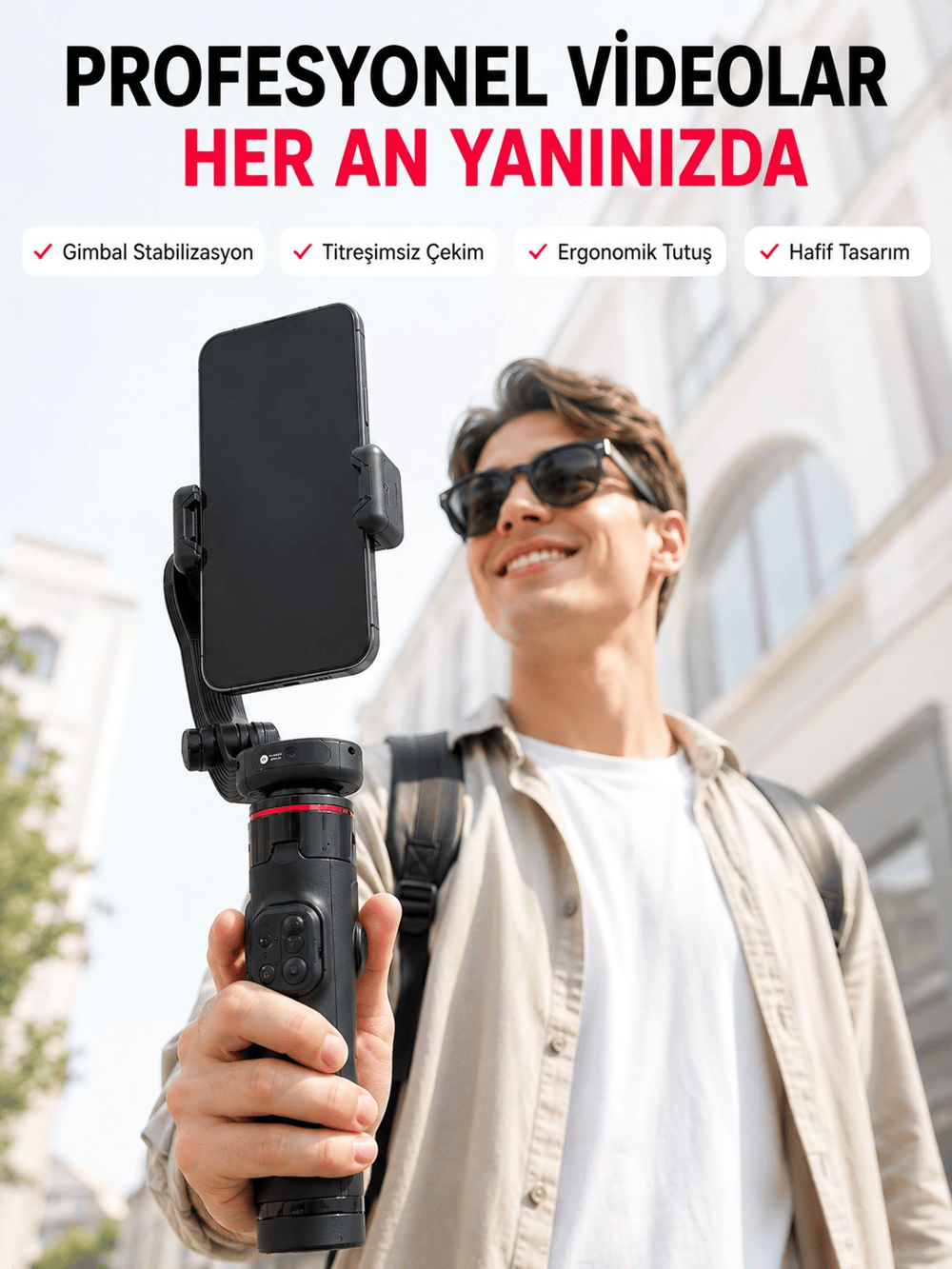 Akıllı Takipli Gimbal Selfie Stick Profesyonel Video Çekim Stabilizatörü Uzayabilir Tripod Bluetooth Kumandalı