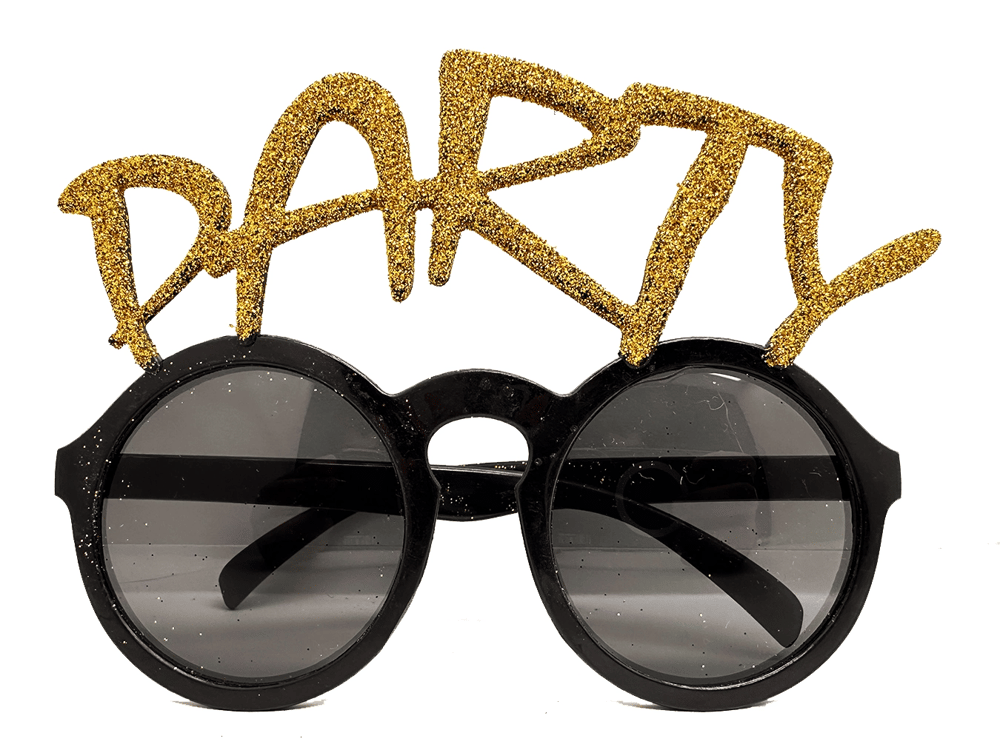 Altın Simli Party Yazılı Parti Gözlüğü Show 15x7 Cm Bx40