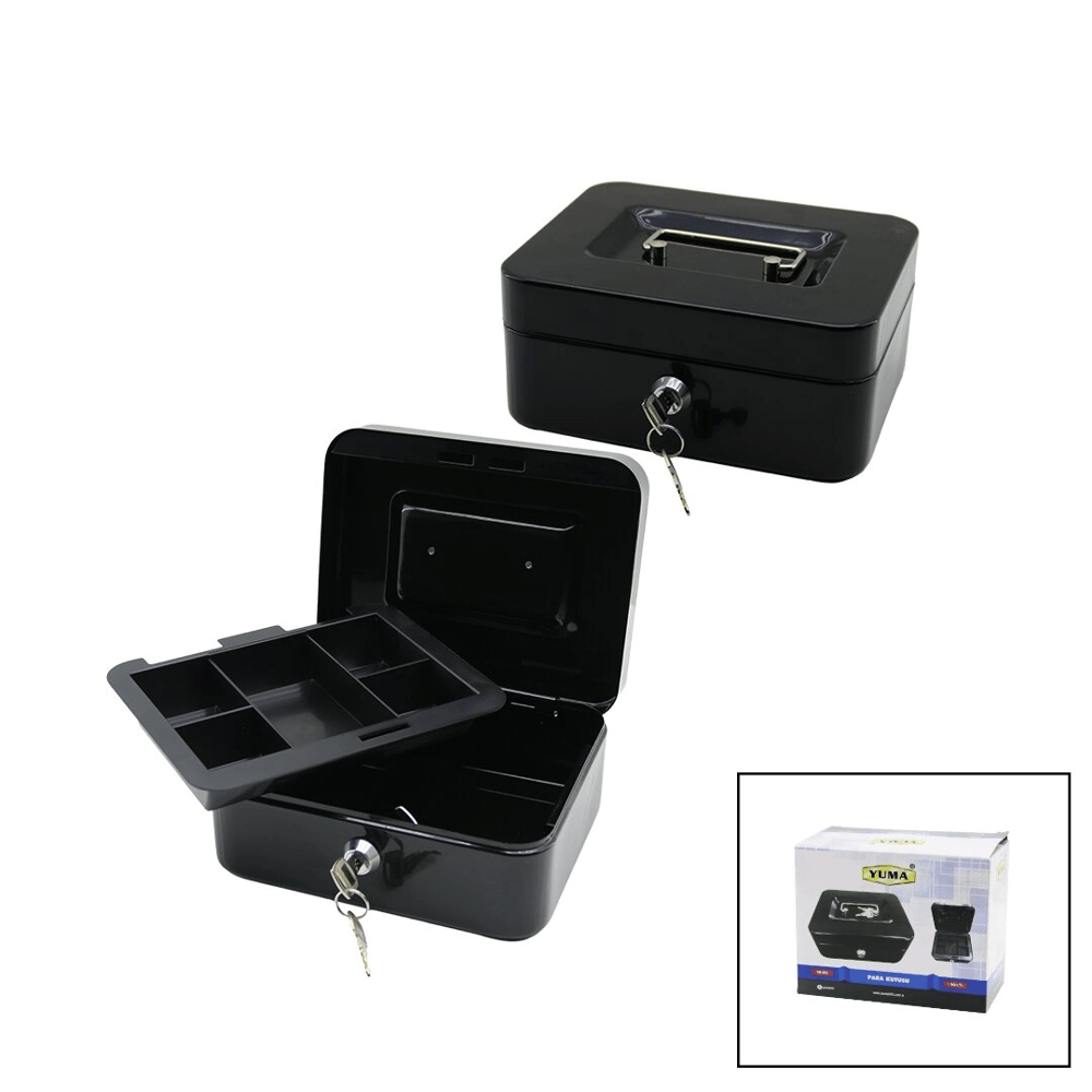 Anahtarlı Küçük Metal Para -değerli Eşya Kutusu 2kat=tek+6 Bölme Taşıma Kulp - 15.2x11.8x8cm Bx40