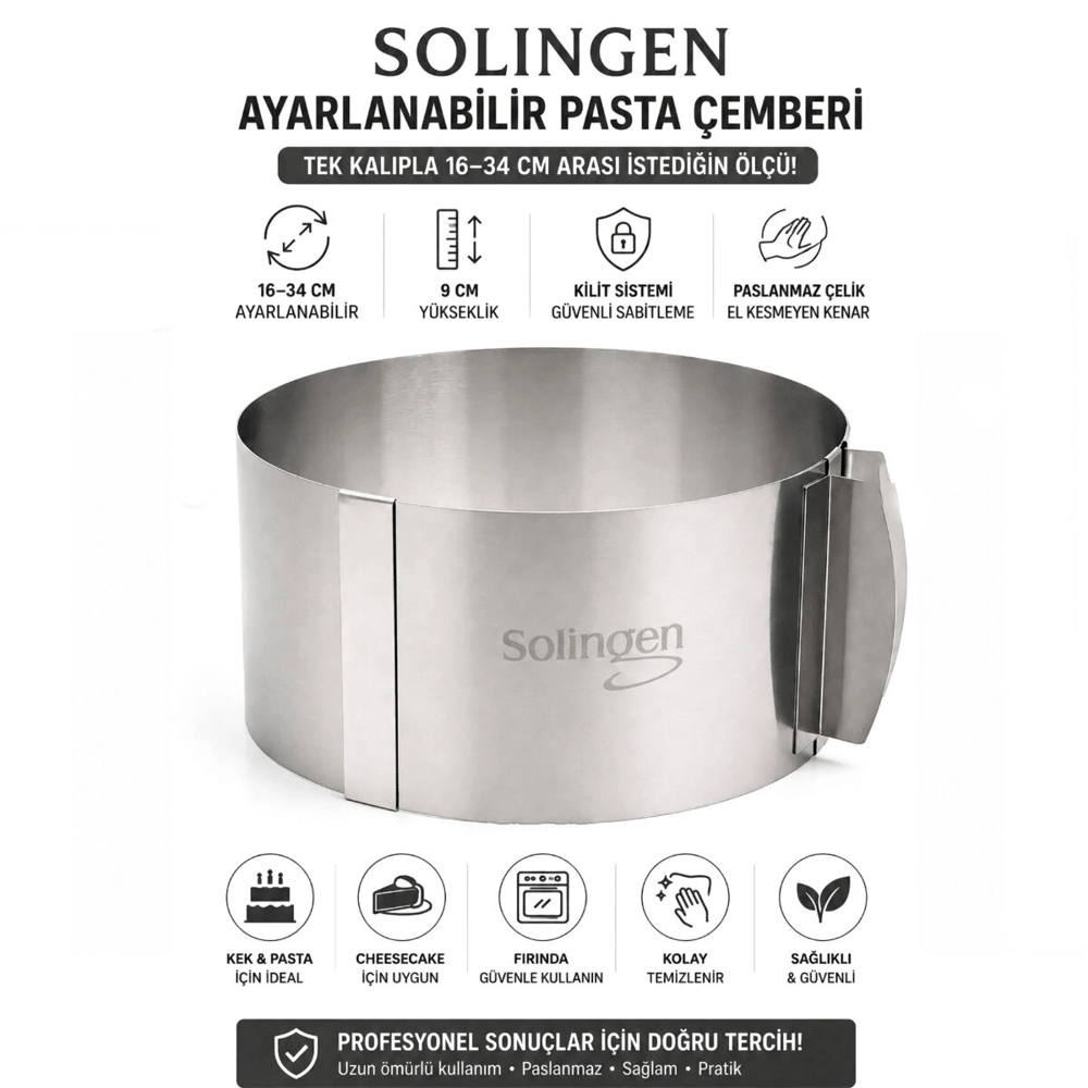 Ayarlanabilir Metal Kek Kalıp 16-34cm Bx40