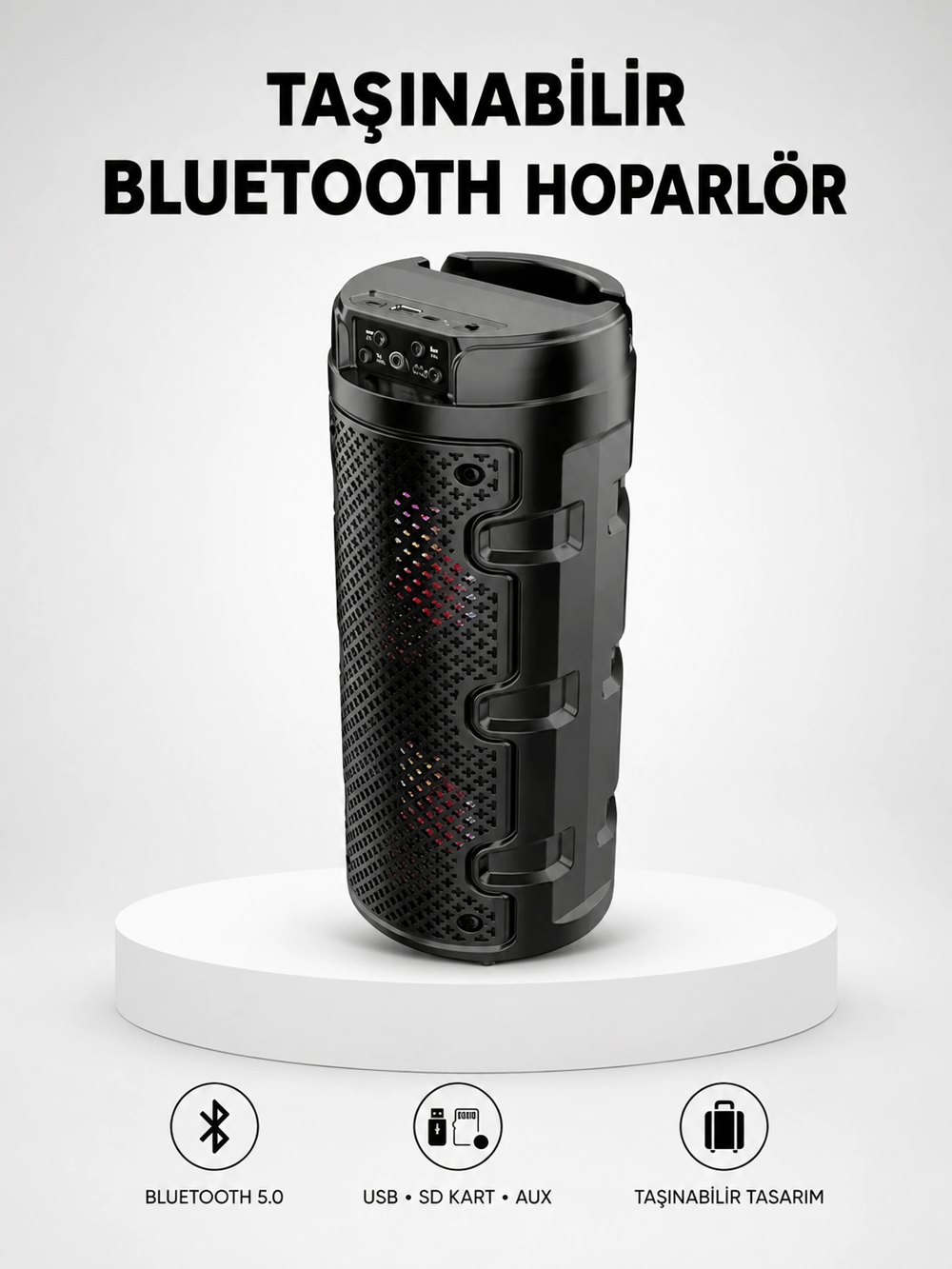 Bluetooth 5.0 Kablosuz Hoparlör Çift Sürücülü Yüksek Ses Kalitesi Kompakt Tasarım