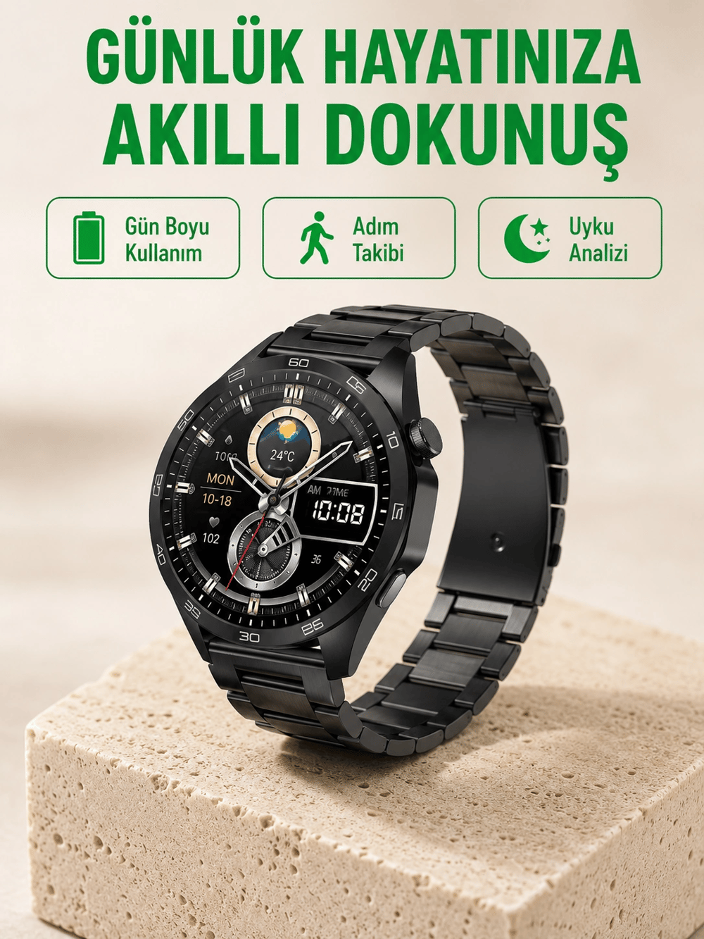 Bluetooth Akıllı Saat – Nabız, Adım Sayar, Uyku Takibi ve Spor Modlarıyla Akıllı Yaşam Asistanı