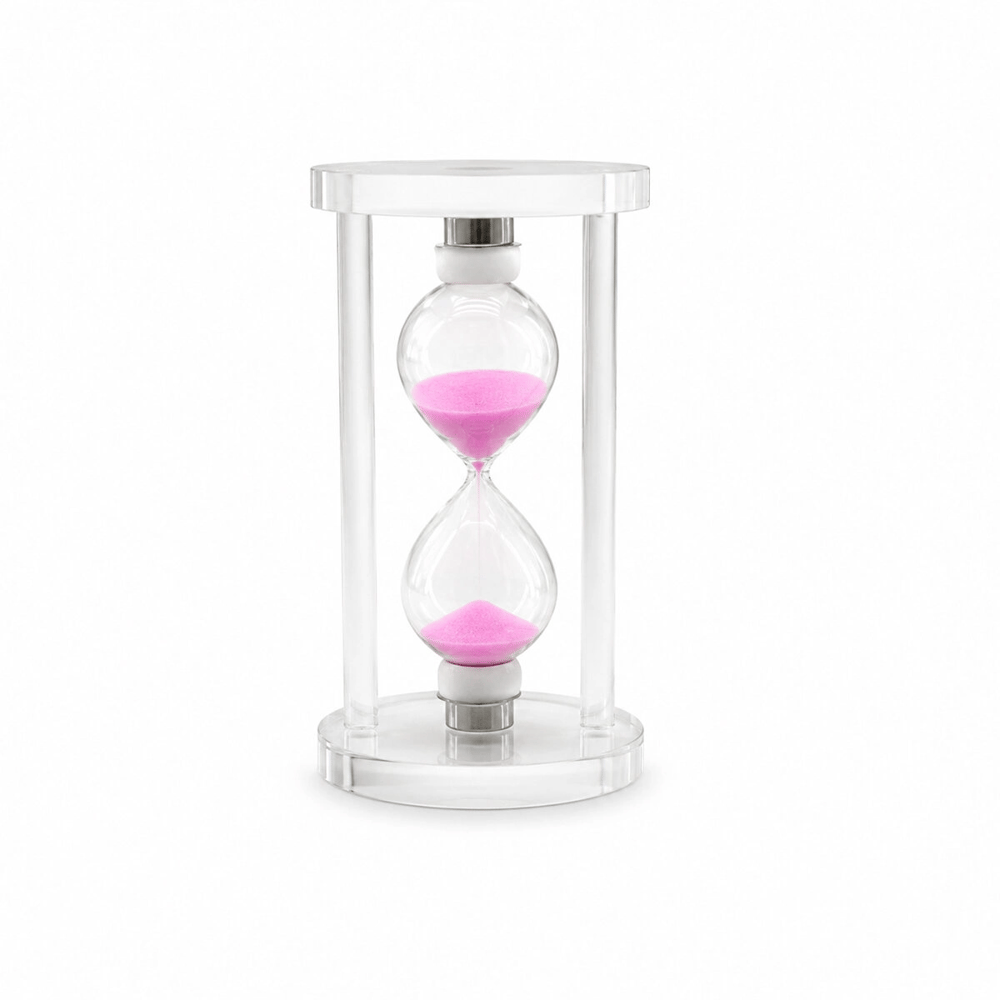 Büyük Cam Kum Saati Cam Standlı= Çap: 7.5cm-yükseklik: 15cm Bx40