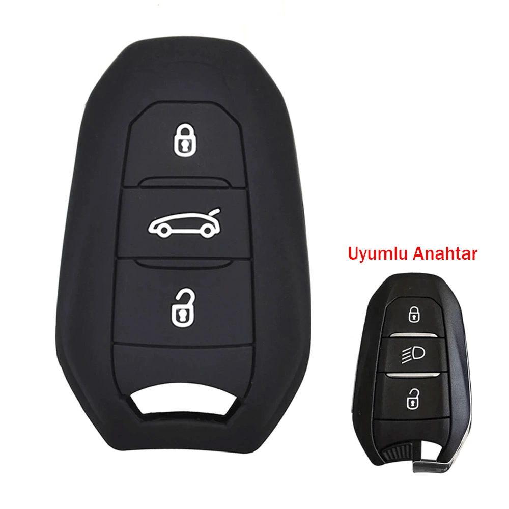 Citroen C4 Picasso DS3 DS4 DS5 DS6 Uyumlu Silikon Oto Anahtar Kumanda Kabı Kılıf Siyah