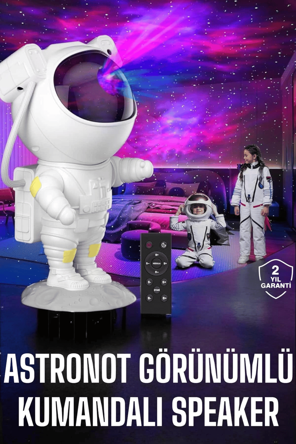 Çocuklara Özel Projeksiyon Astronot Lamba Speaker Sevimli