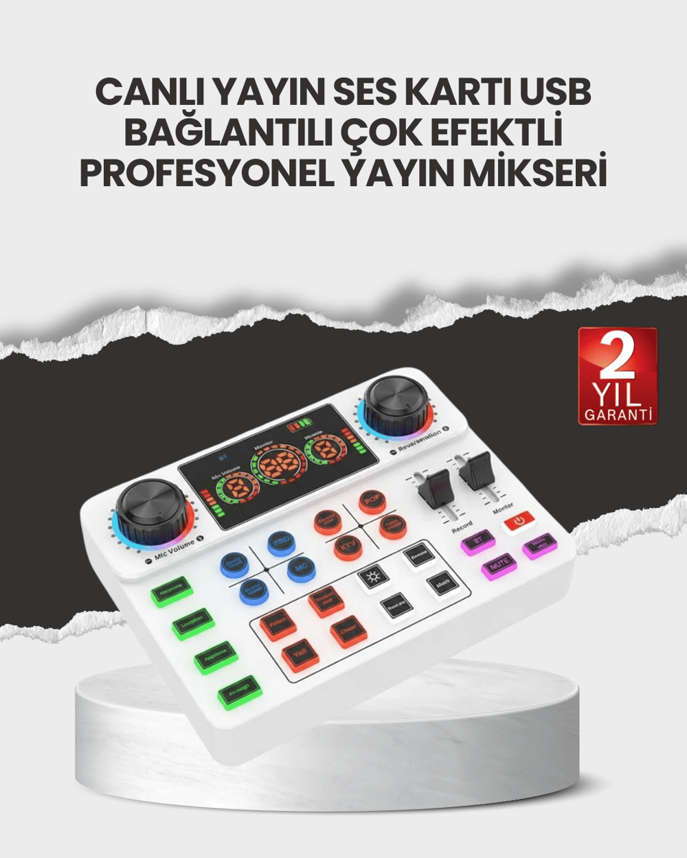 Çok Efektli Canlı Yayın Ses Mikseri USB ve Kablosuz Uyumlu