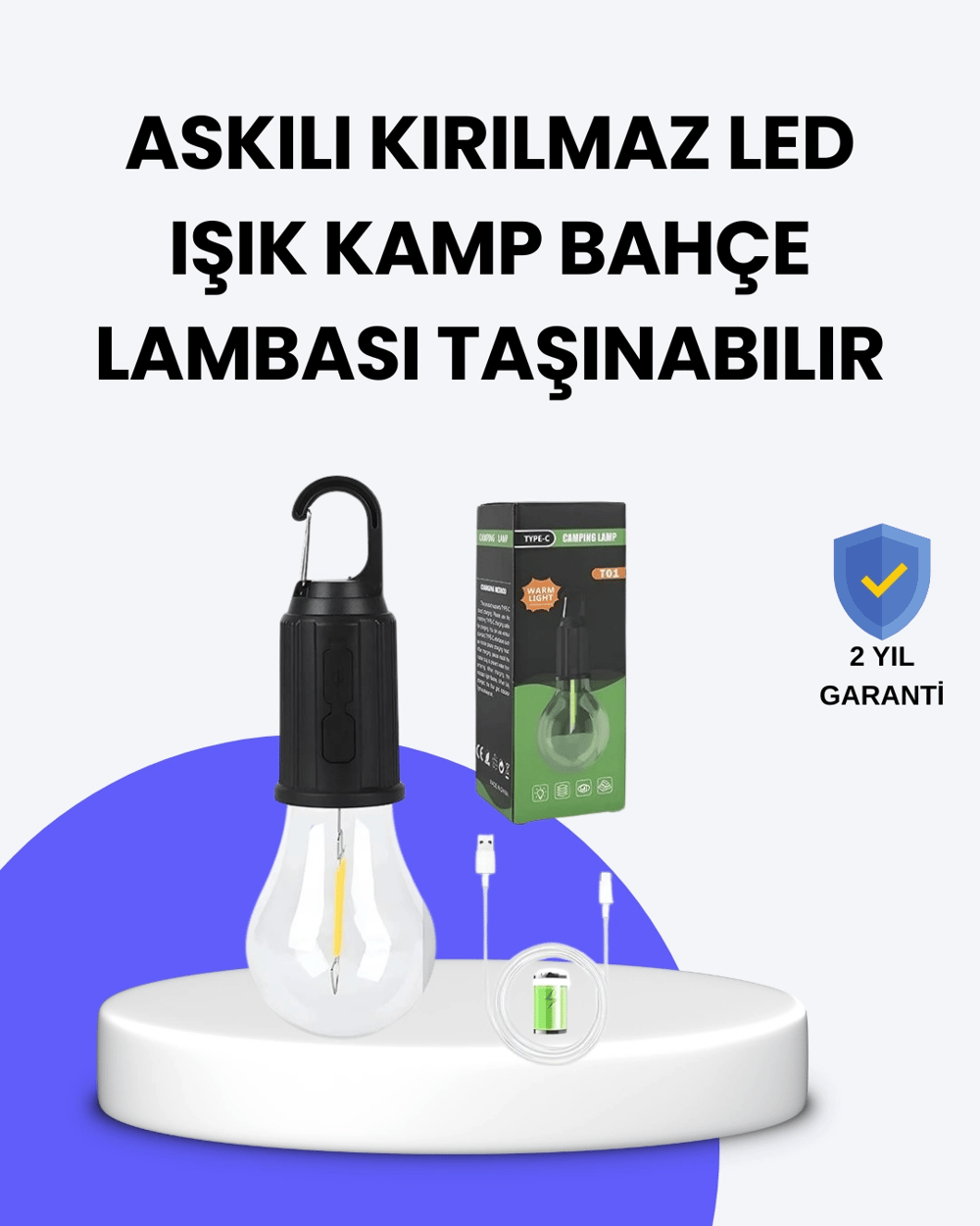 Çok Yönlü Asma Kancalı Kamp Işığı