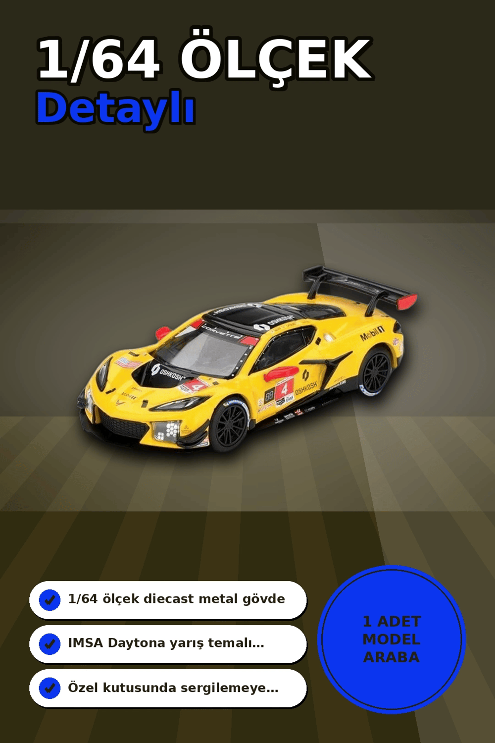 Diecast 1/64 Ölçek Chevrolet Corvette Z06 GT3.R #4 Daytona 24 Saat Yarış Arabası Modeli BX-313327