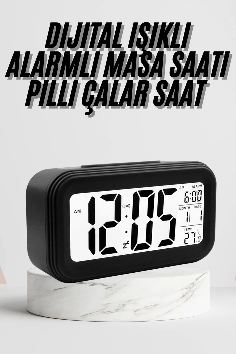Dijital Masa Saati Termometre Takvim Led Ekran Pilli Ev Ofis Masası