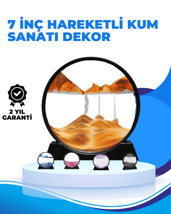 Döndürülebilir Dinamik Kum Tablosu – Stres Giderici, Yüksek Kaliteli Cam ve Doğal Kum ile Sanatsal Masa Dekoru