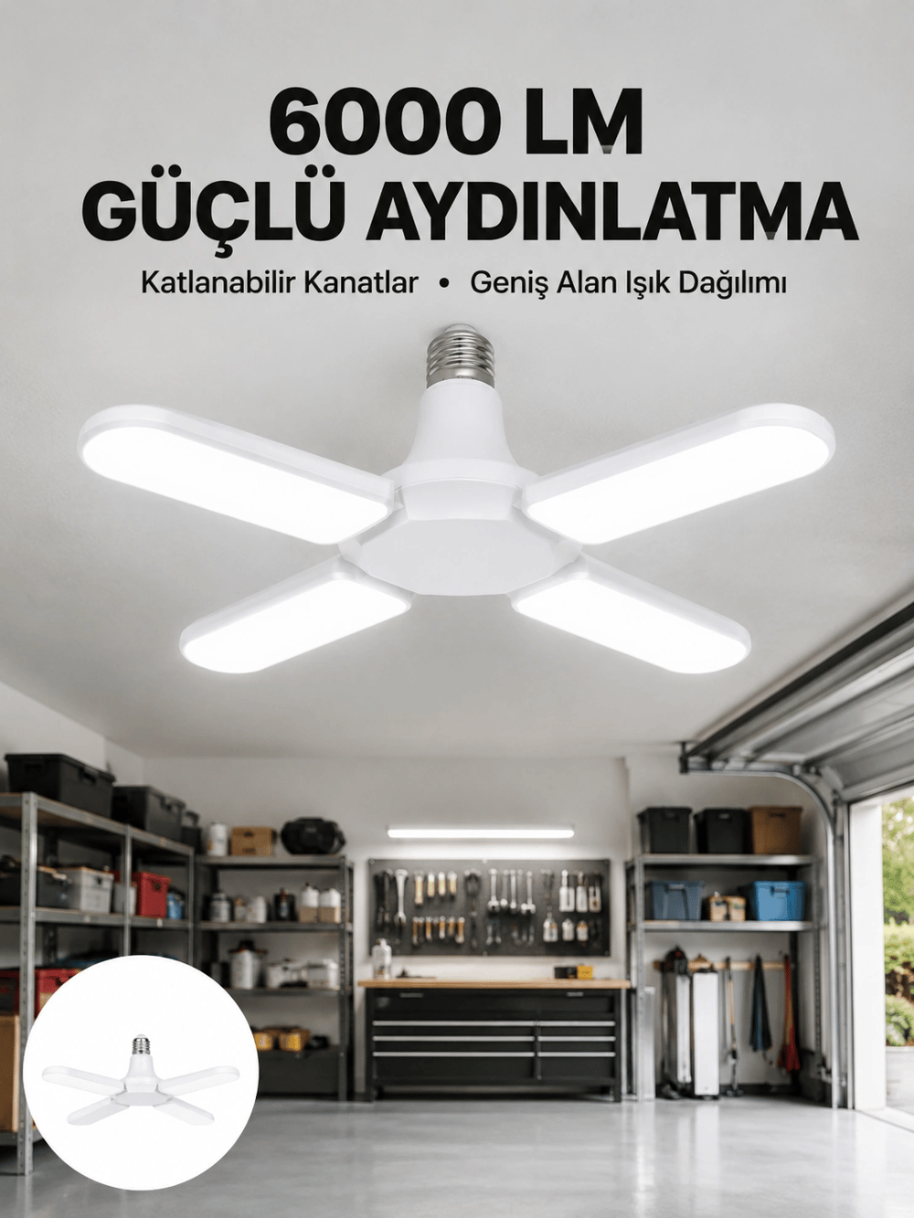 Enerji Tasarruflu LED Ampül 60 Watt 4 Kollu Beyaz Işık Yeni Nesil