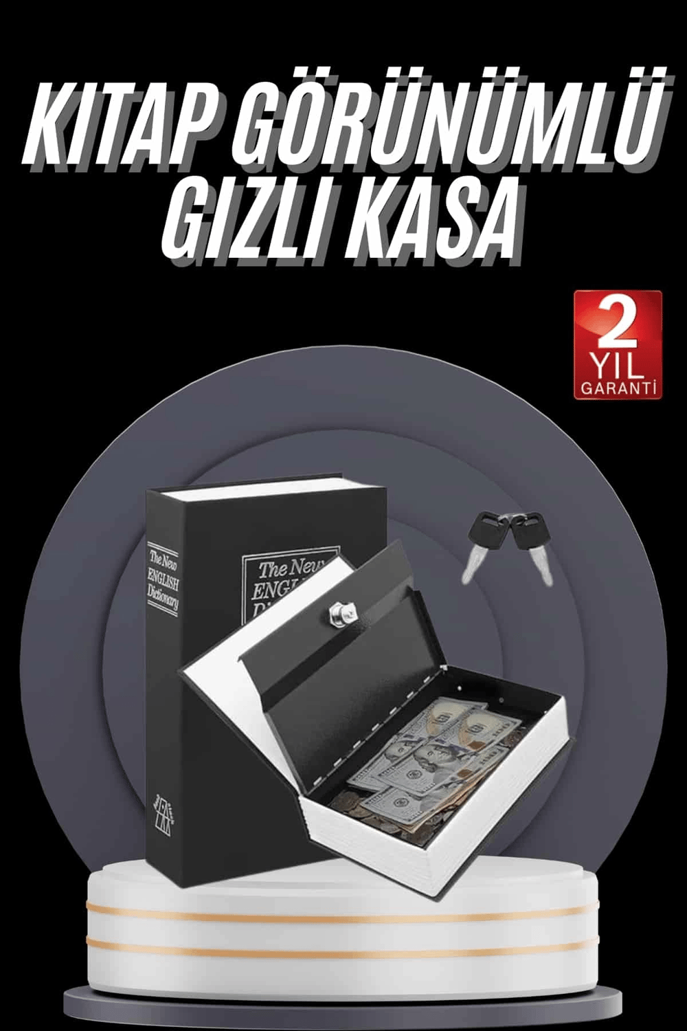 Gizli Kasa Kilitli Sözlük Görünümlü 18cm Gizli Kasa Büyük Boy Anahtarlı