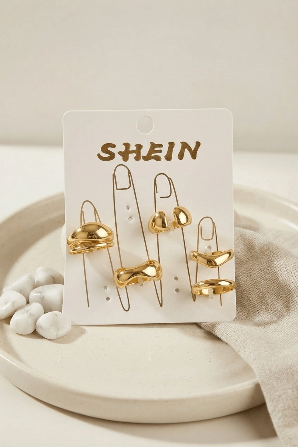 Gold Renk Pirinç Bohem Yüzük Kombini BYK4270