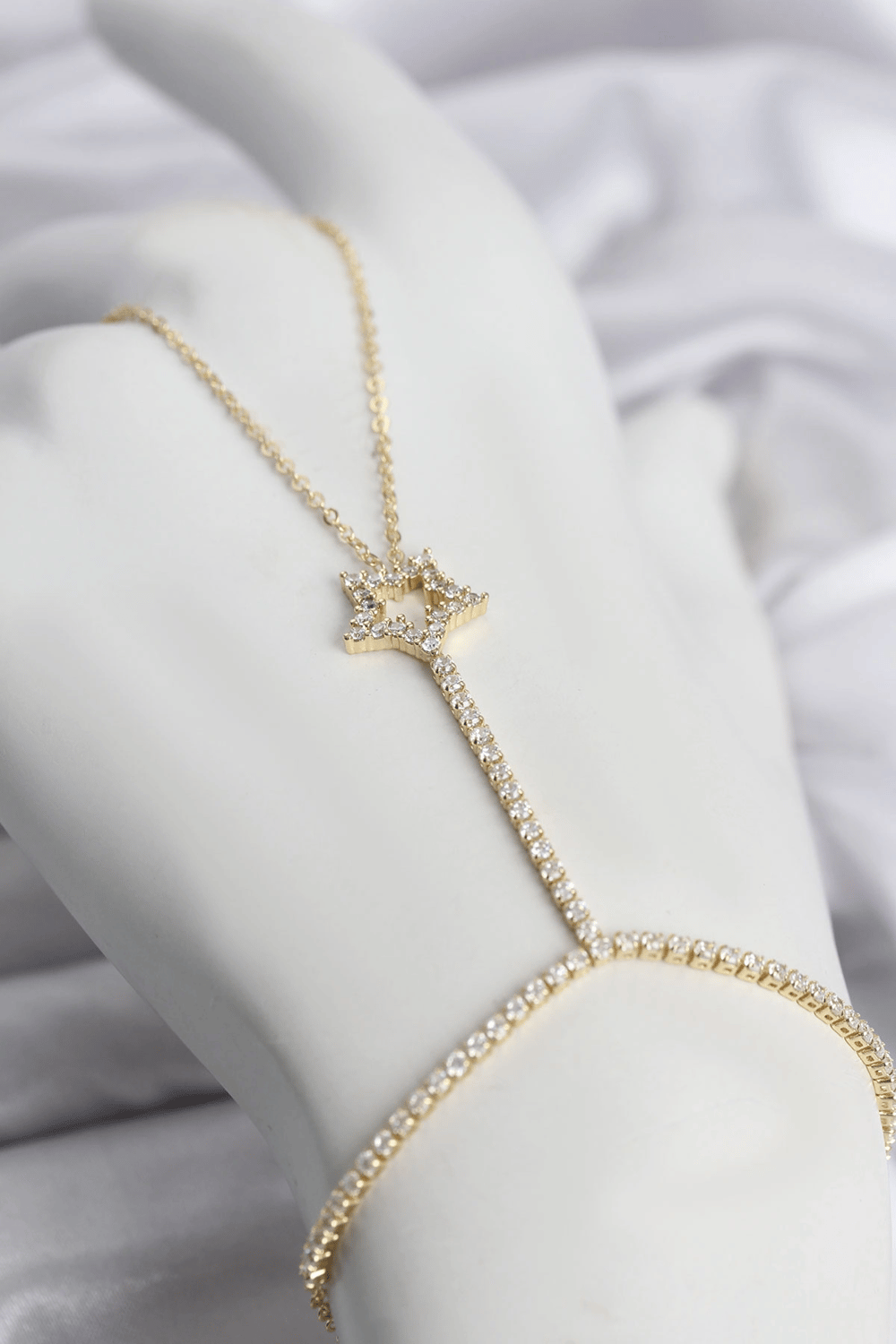 Gold Renk Pirinç Zirkon Taşlı Yıldız Model Şahmeran