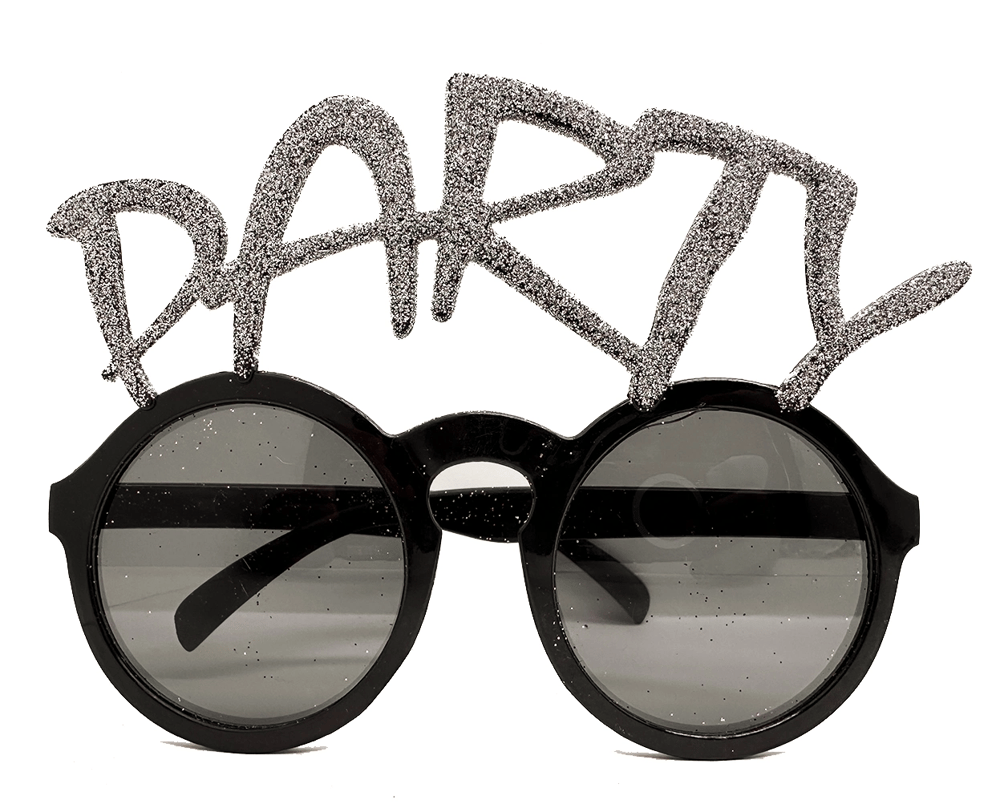 Gümüş Simli Party Yazılı Parti Gözlüğü Show 15x7 Cm Bx40