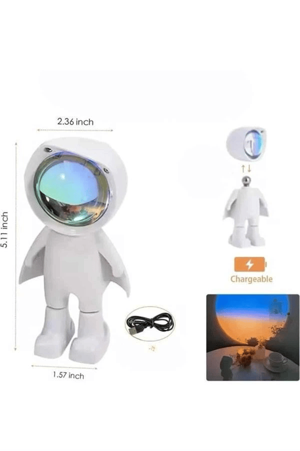 Gün Batımı Lambası Işık Arka Plan Projektör Sevimli Astronot Enerji Tasarruflu