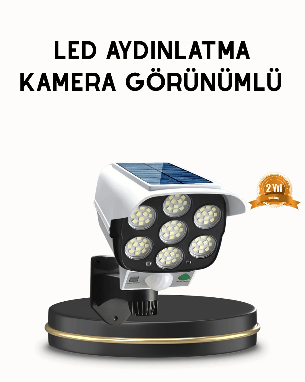 Güneş Paneliyle Şarj Olan Hareket Sensörlü Dış Mekan Güvenlik Lambası Ayarlanabilir