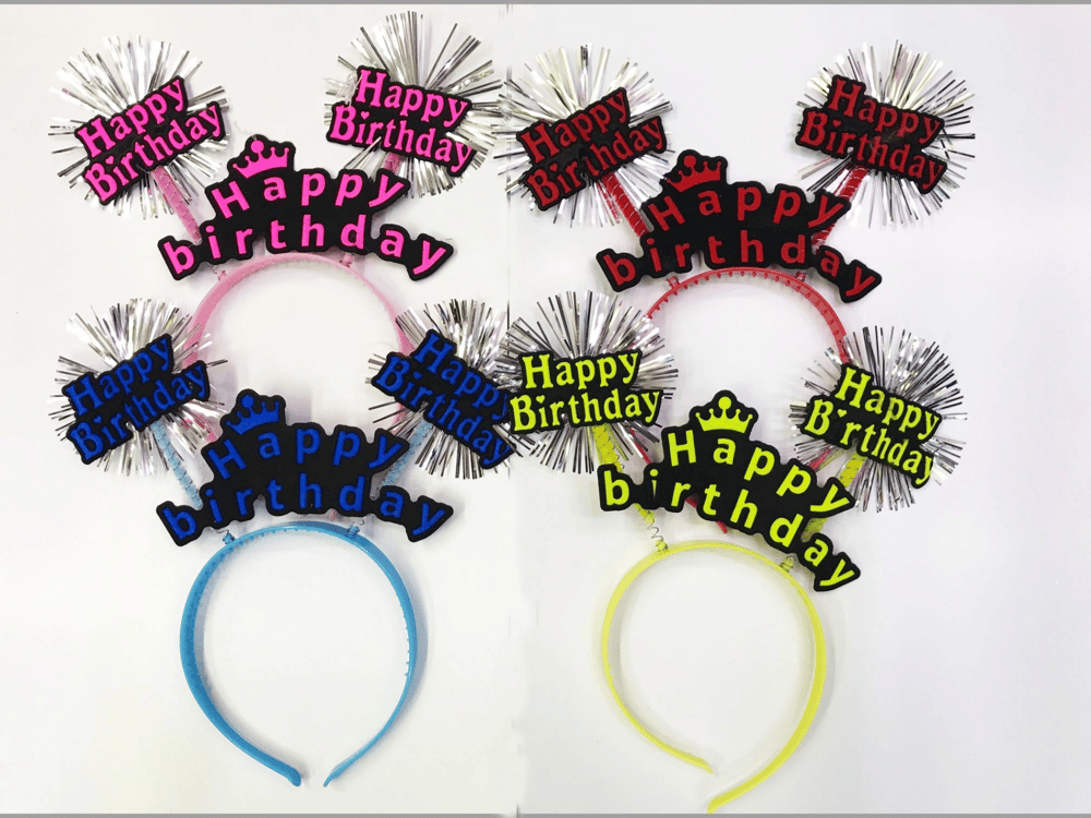 Happy Birthday Neon Renk Doğum Günü Tacı 12 Adet Bx40