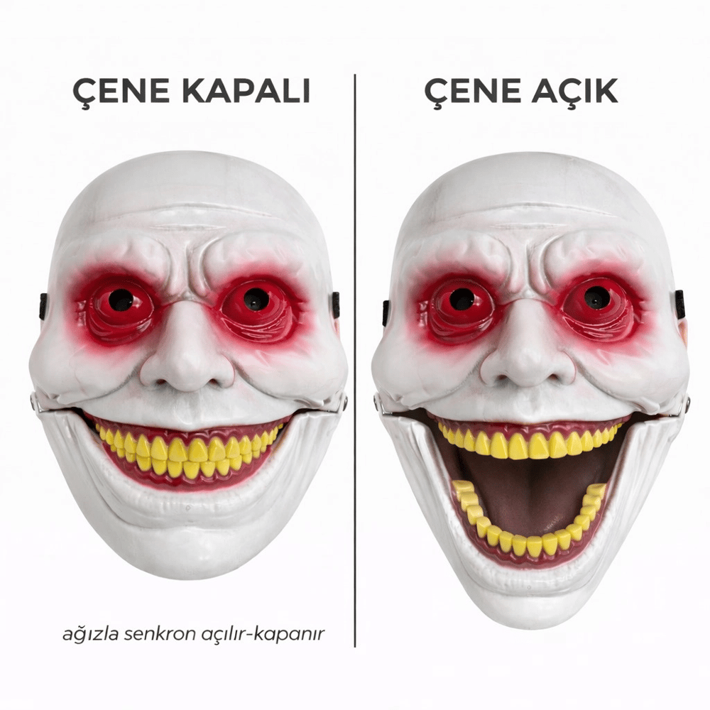 Hareketli Çene Mekanizmalı Korku Maskesi Kırmızı Bx40