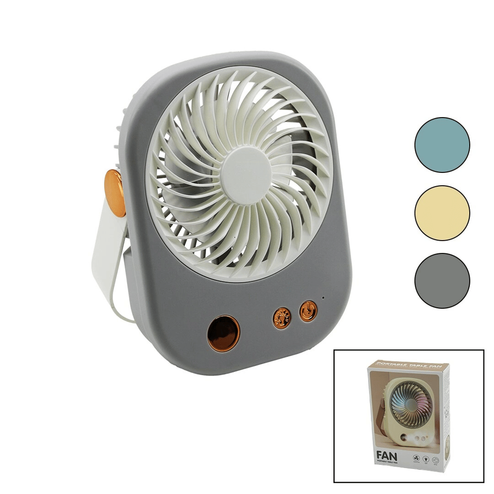 Işıklı Mini Fan Masa Üstü Usb Şarjlı 2in1 Kulp=taşıma - Duruş 3 Kademe Hız 15.5x12cm Bjj-565 Bx40