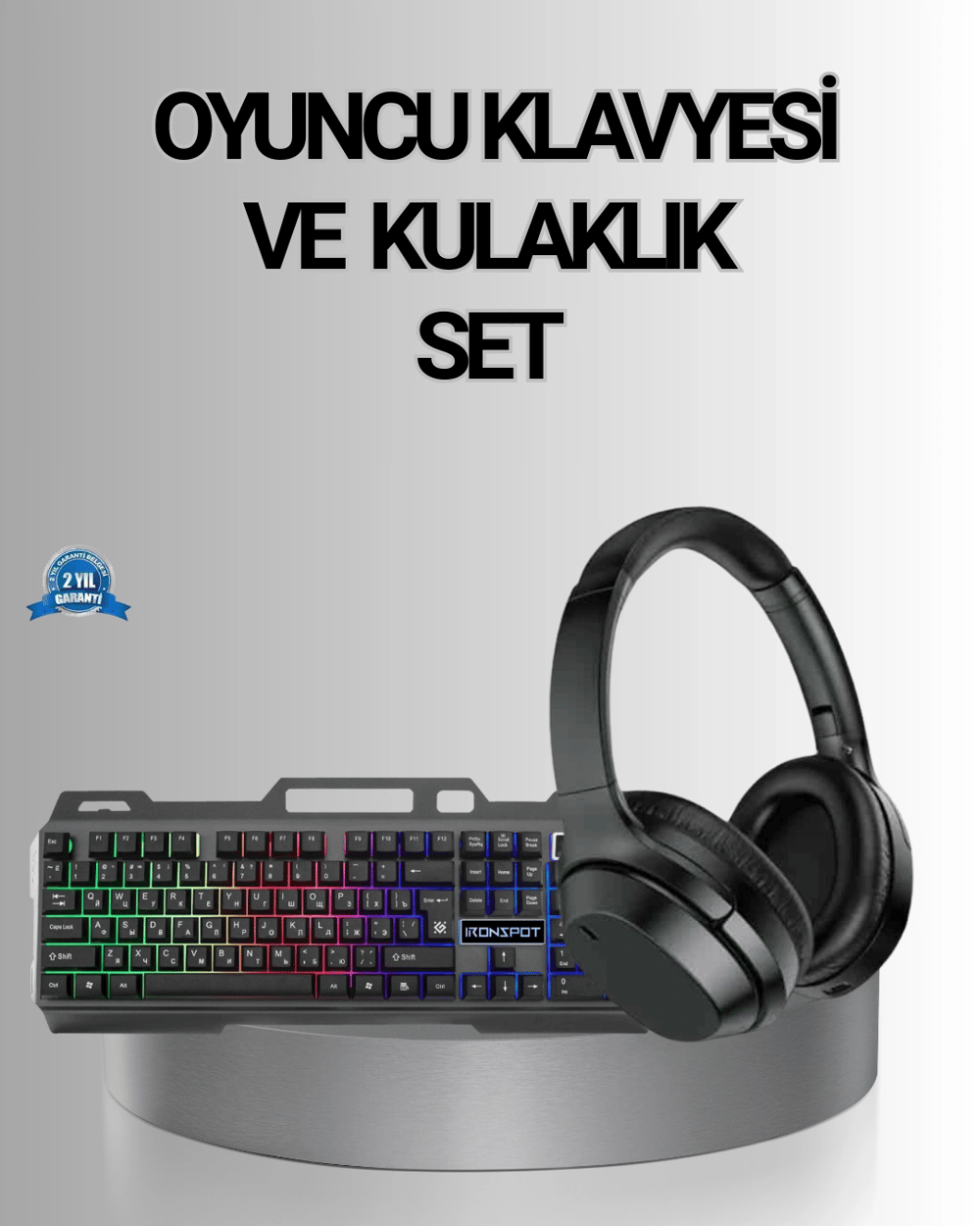 Işıklı Oyuncu Klavye Mouse ve Bluetooth Kulaklık Seti Türkçe Q USB