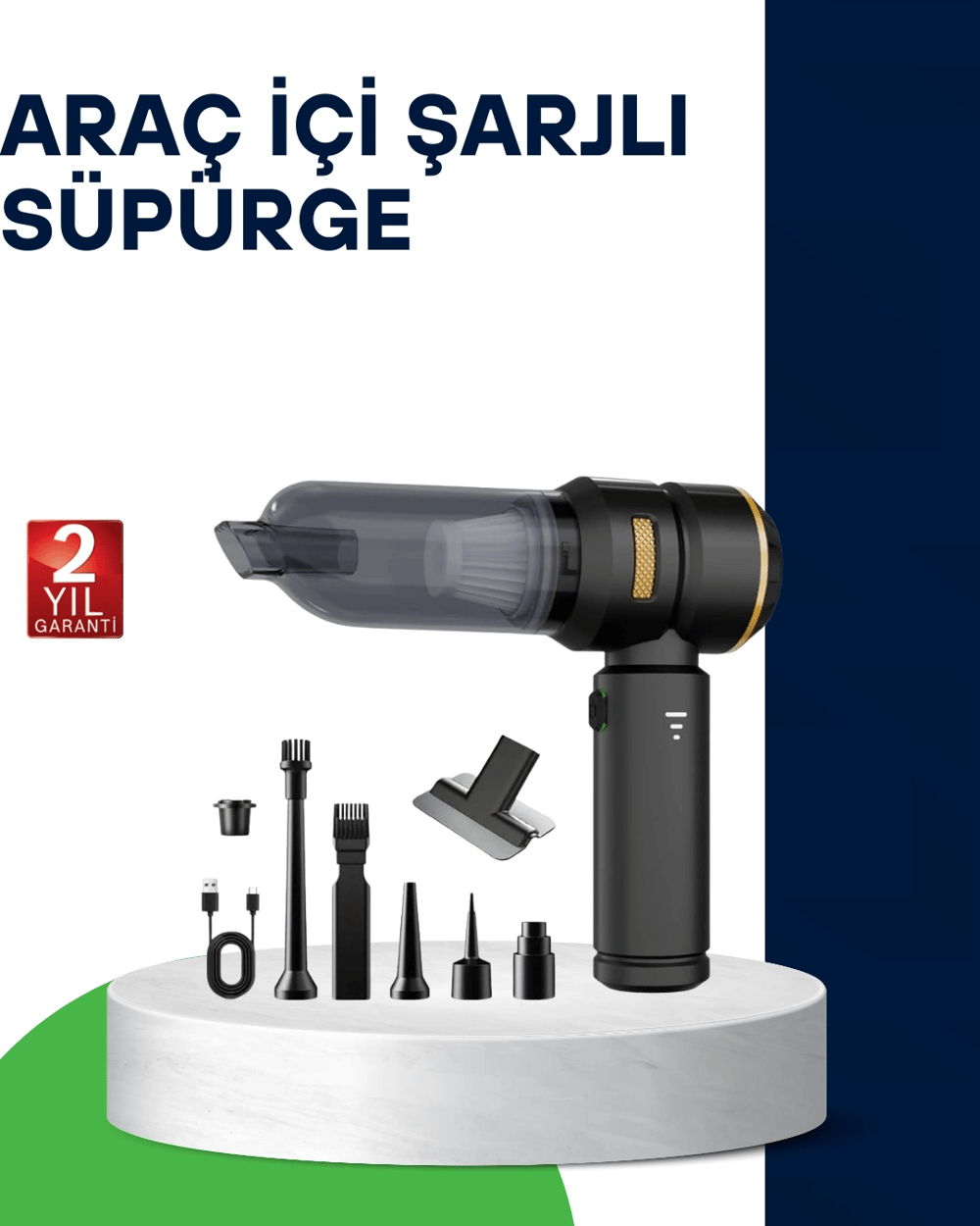 Kablosuz Şarjlı Araç İçi ve Küçük Alanlar İçin Güçlü Vakumlu Süpürge