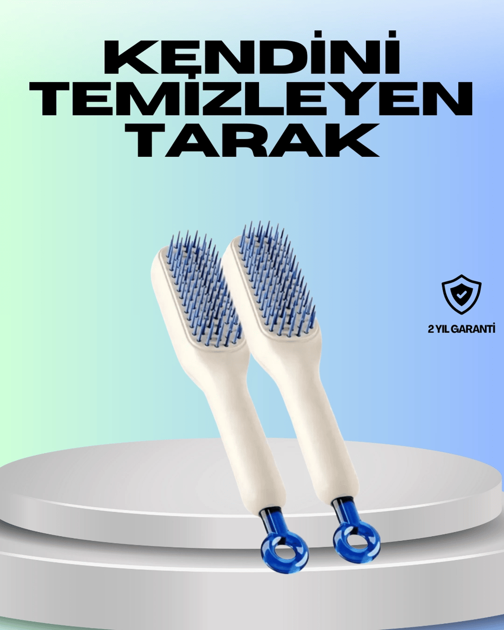 Kendini Temizleyen Ergonomik Saç Tarağı – ABS Gövde, Silikon Diş