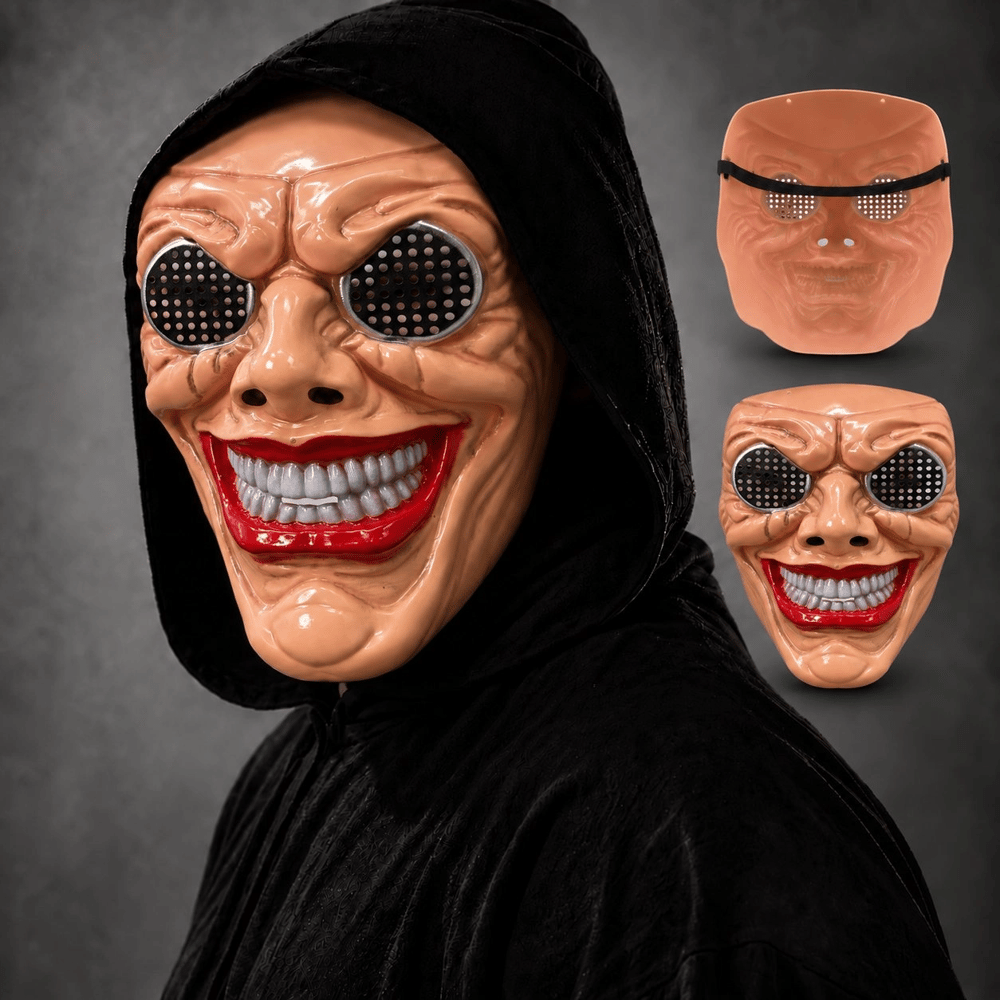 Kırmızı Ağız Ve Beyaz Diş Detaylı File Gözlü Maske Bx40