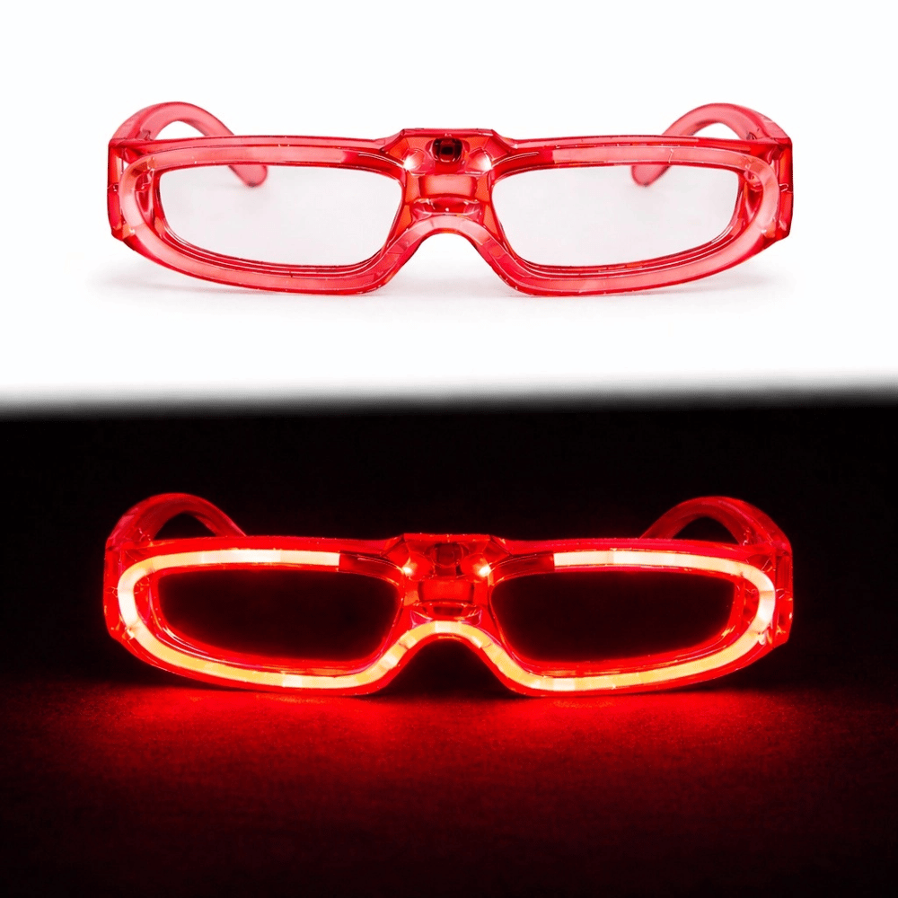 Kırmızı Led Işıklı Parti Gözlüğü 3 Modlu – Glow  - Gece Eğlence Gözlüğü Bx40